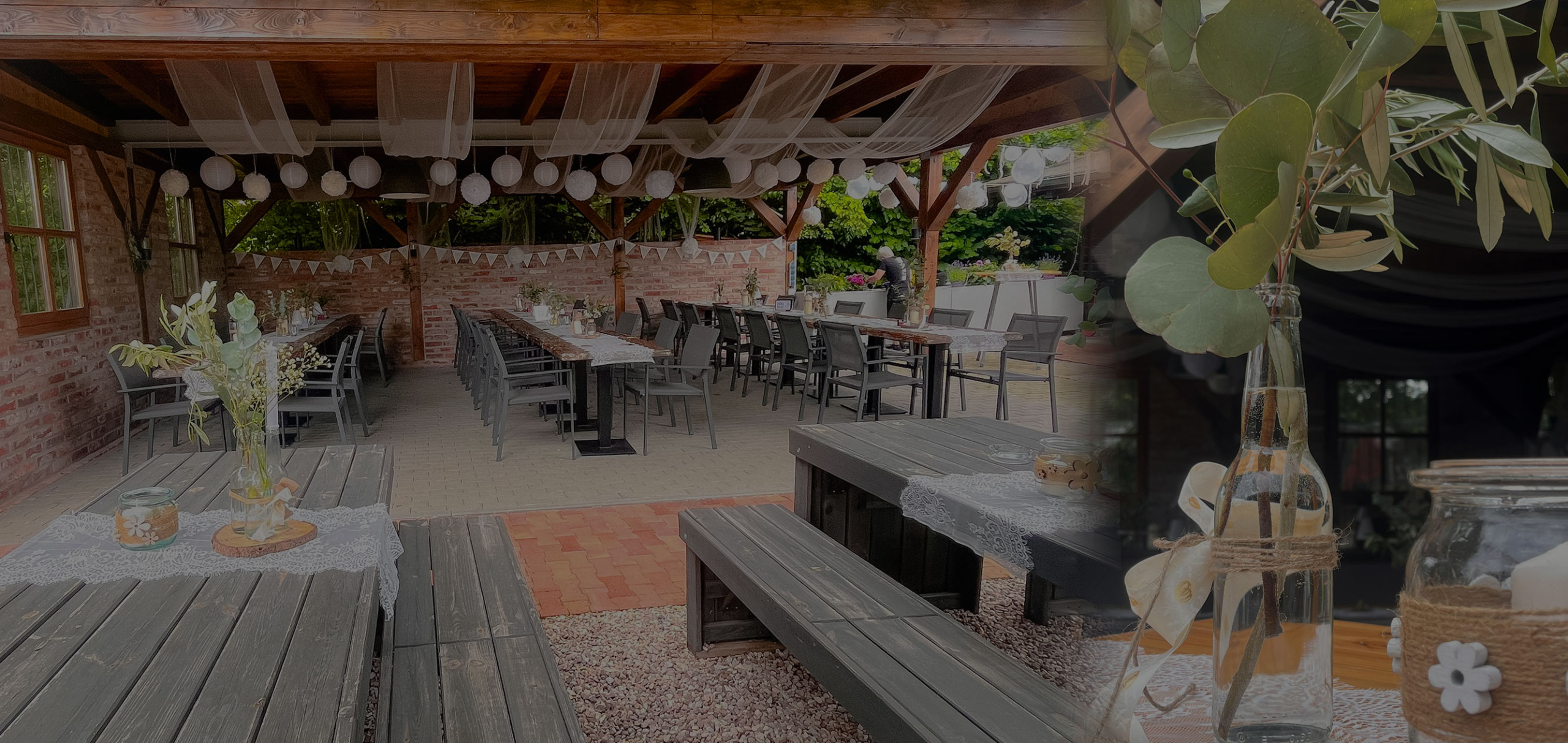 Eventlocation mit Sitzgelegenheiten im Außenbereich